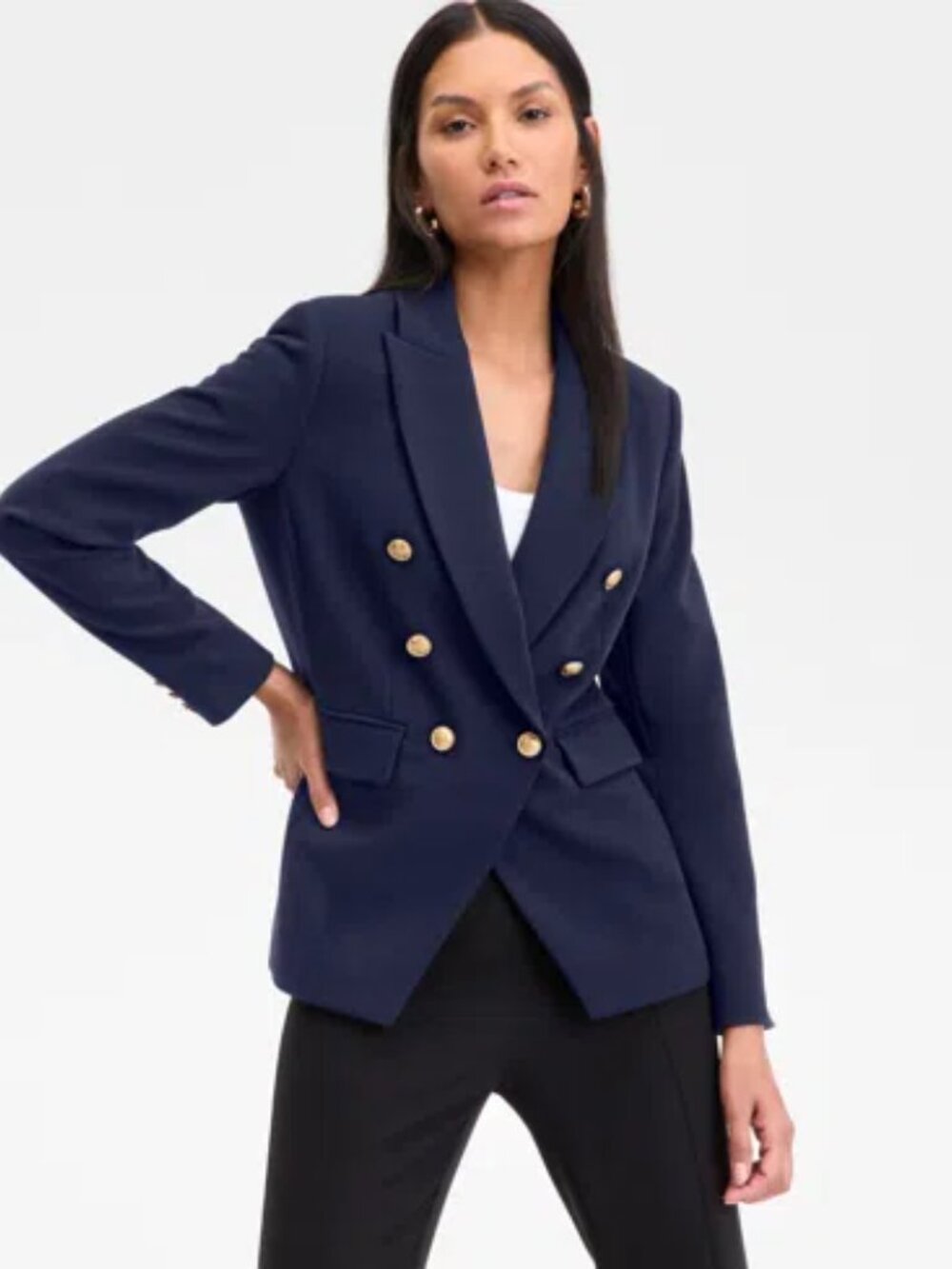 Mohito xs Navy Double-Breasted Women's Blazer Jacket
